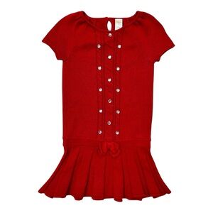 Gymboree Girls’ 8 Red Valentine Jeweled Sweater Dress With Bow And Pleated Skirt